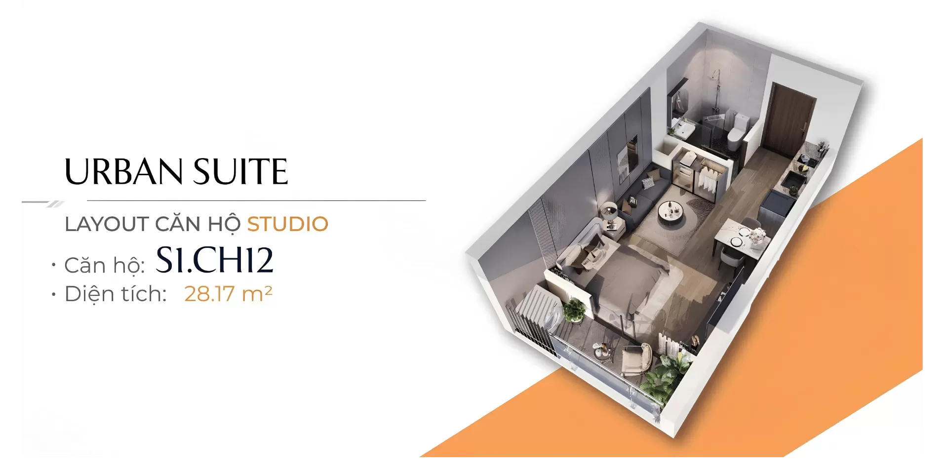 Căn studio nằm tại trục giữa t&ograve;a nh&agrave;, tối ưu khoảng c&aacute;ch di chuyển đến sảnh thang m&aacute;y v&agrave; thang tho&aacute;t hiểm.